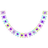 Pastel kleuren & paarse harten kloppen vlaggetjes (Alle)