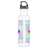 Pastel kleuren & paarse harten kloppen waterfles  (Achterkant)