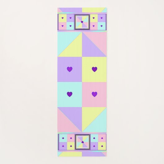 Pastel kleuren & paarse harten kloppen yogamat (Achterkant)
