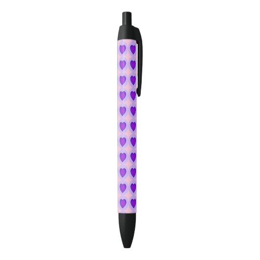 Pastel kleuren & paarse harten kloppen zwarte inkt pen (Achterkant (Verticaal))