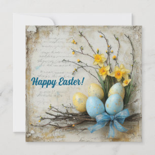 Pastel kleuren Paaseieren lente bloemen Feestdagenkaart