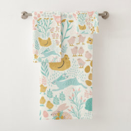 Pastel kleuren Pasen symbolen patroon Bad Handdoek