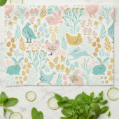 Pastel kleuren Pasen symbolen patroon Theedoek (Gevouwen)