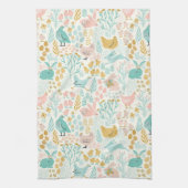 Pastel kleuren Pasen symbolen patroon Theedoek (Verticaal)