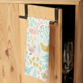 Pastel kleuren Pasen symbolen patroon Theedoek