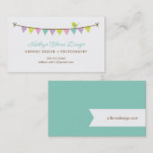 Pastel Kleuren Patterned Bunting en Schattige Bird Visitekaartje (Voorkant / Achterkant)