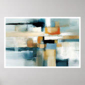 Pastel kleuren penseelstreken abstracte geometrisc poster (Voorkant)