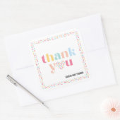 Pastel Kleuren Regenboog Baby shower Dank u gunst Vierkante Sticker (Envelop)