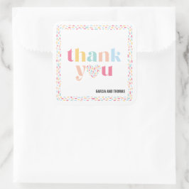 Pastel Kleuren Regenboog Baby shower Dank u gunst Vierkante Sticker
