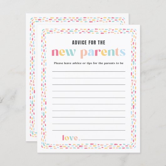 Pastel Kleuren Regenboog Baby shower Ouders Advies (Voorkant / Achterkant)