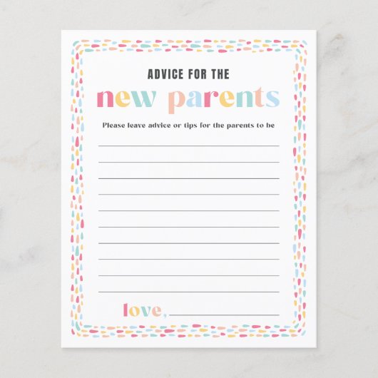 Pastel Kleuren Regenboog Baby shower Ouders Advies (Voorkant)