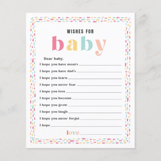 Pastel Kleuren Regenboog Baby shower Wensen voor B (Voorkant)