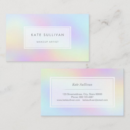 · Pastel kleuren regenboog make-up artiest Visitekaartje (Voorkant / Achterkant)