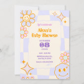 Pastel Kleuren Retro Groovy baby shower Kaart (Voorkant)