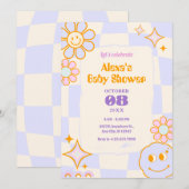 Pastel Kleuren Retro Groovy baby shower Kaart (Voorkant / Achterkant)