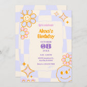 Pastel Kleuren Retro Groovy verjaardag Kaart (Voorkant / Achterkant)