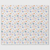 Pastel kleuren ruimteplaneten op witte achtergrond cadeaupapier (Vlak)