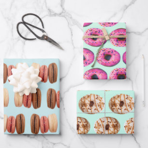 Pastel kleuren schattige foodie zoete donut macaro inpakpapier vel