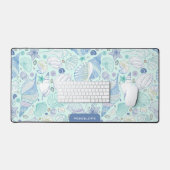 Pastel kleuren schelpen patroon op maat monogram bureaumat (Keyboard & Muis)