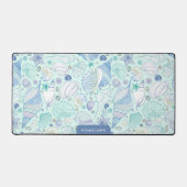 Pastel kleuren schelpen patroon op maat monogram bureaumat (Voorkant)