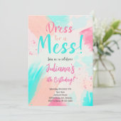 Pastel kleuren schilderij verjaardag uitnodiging (Staand voorkant)