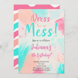 Pastel kleuren schilderij verjaardag uitnodiging