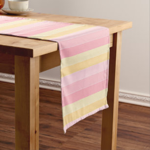 Pastel kleuren Sjabloon geel roze Paarse strepen Korte Tafelloper