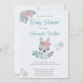 Pastel kleuren sneeuwbollig baby shower kaart (Voorkant)