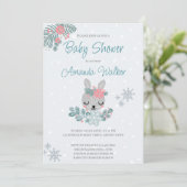 Pastel kleuren sneeuwbollig baby shower kaart (Staand voorkant)