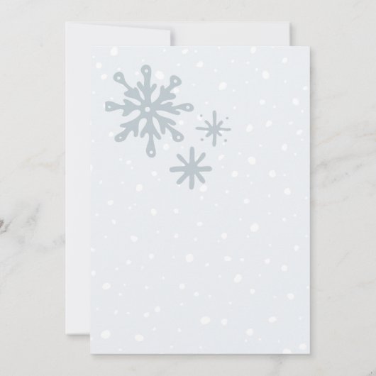 Pastel kleuren sneeuwbollig baby shower kaart (Achterkant)