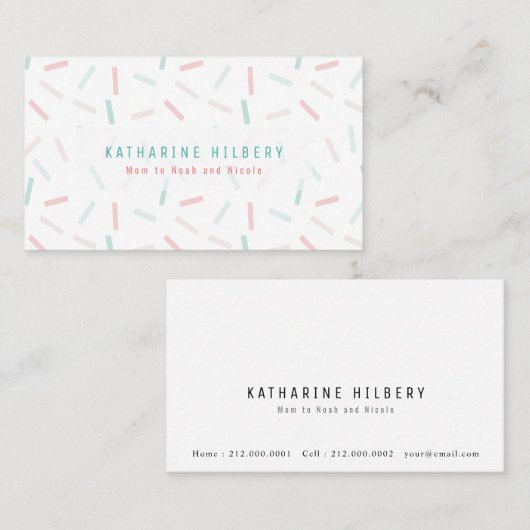 Pastel Kleuren Sprinkles Wit Mama Visitekaartje (Voorkant / Achterkant)