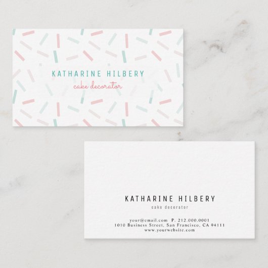 Pastel Kleuren Sprinkles Wit Visitekaartje (Voorkant / Achterkant)