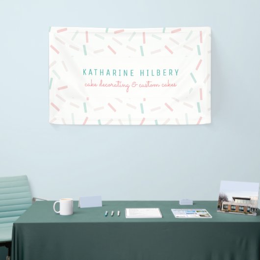 Pastel Kleuren Sprinkles Witte Taart Decoreren Spandoek (Beurs)