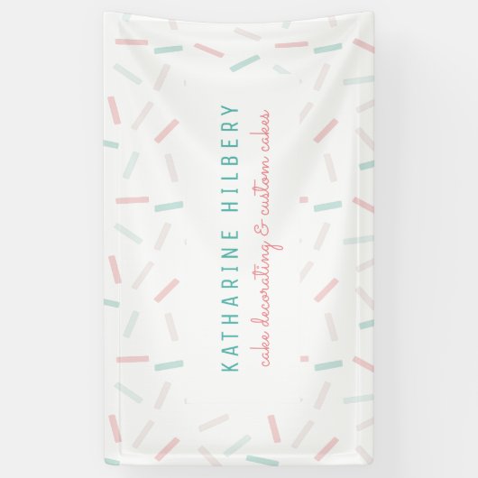 Pastel Kleuren Sprinkles Witte Taart Decoreren Spandoek (Verticaal)
