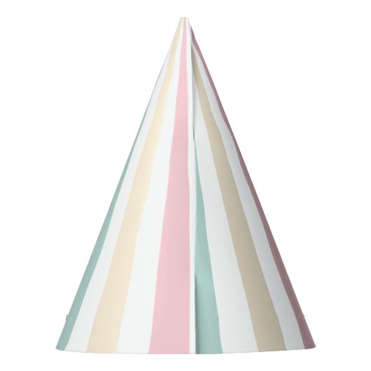 Pastel Kleuren Strepen Circus Kinderen Verjaardag Feesthoedjes (Achterkant)
