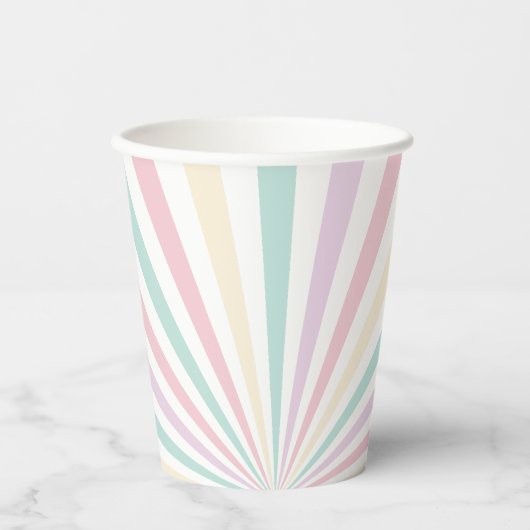 Pastel Kleuren Strepen Circus Kinderen Verjaardag Papieren Bekers (Voorkant)