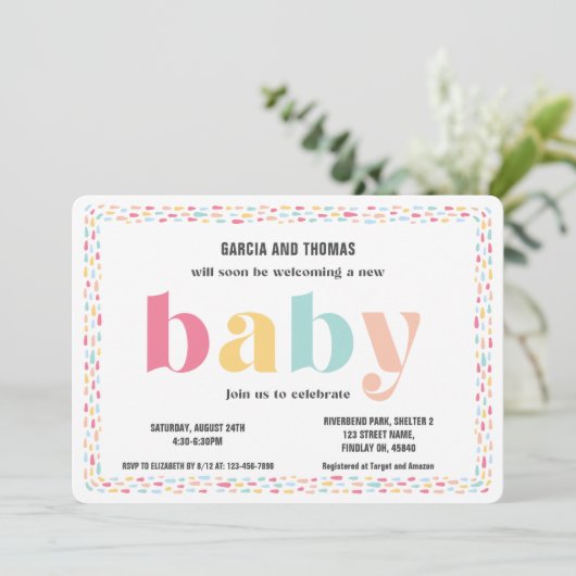 Pastel Kleuren Sweet Rainbow Baby shower Kaart (Staand voorkant)