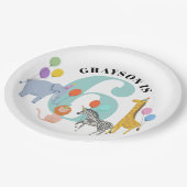 Pastel Kleuren Verjaardagsfeest Safari Dieren Papieren Bordje (Gekanteld)