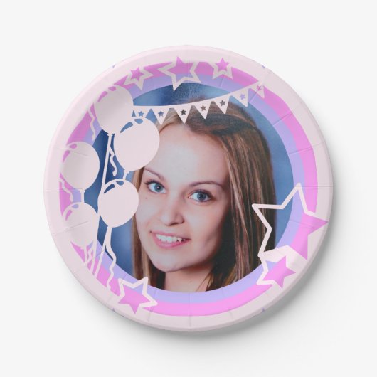 Pastel Kleuren Verjaardagsfeestje Ingelijste Foto Papieren Bordje (Voorkant)