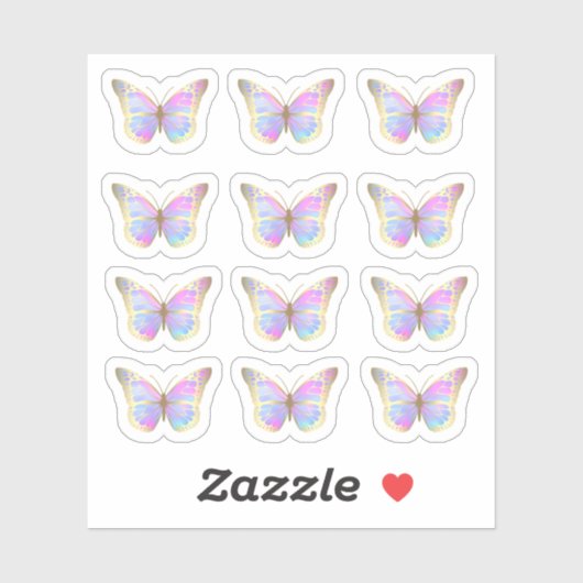 Pastel kleuren vlinders sticker (Vel)