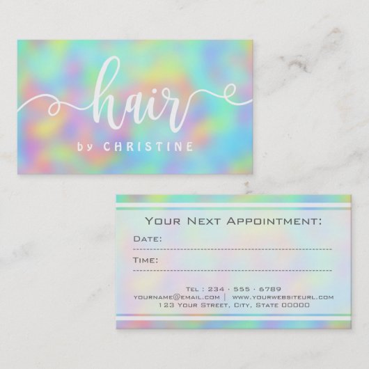 Pastel kleuren wit script haar afsprakenkaartje (Voorkant / Achterkant)