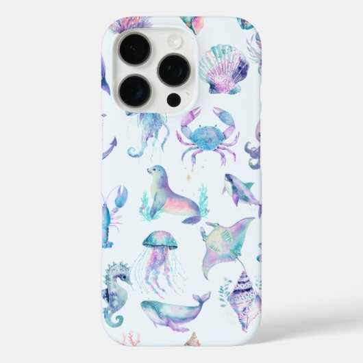 Pastel kleuren zee dieren patroon Case-Mate iPhone case (Achterkant)