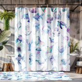 Pastel kleuren zee dieren patroon douchegordijn