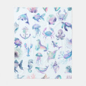 Pastel kleuren zee dieren patroon fleece deken (Voorkant)