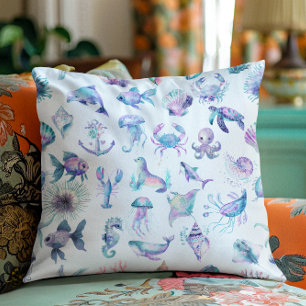 Pastel kleuren zee dieren patroon kussen