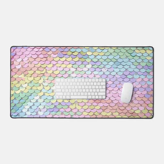pastel kleuren zeemeermin faux sequin bureaumat (Keyboard & Muis)