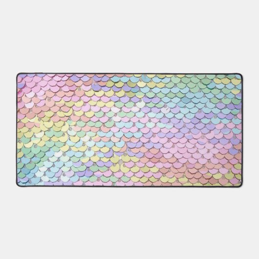 pastel kleuren zeemeermin faux sequin bureaumat (Voorkant)