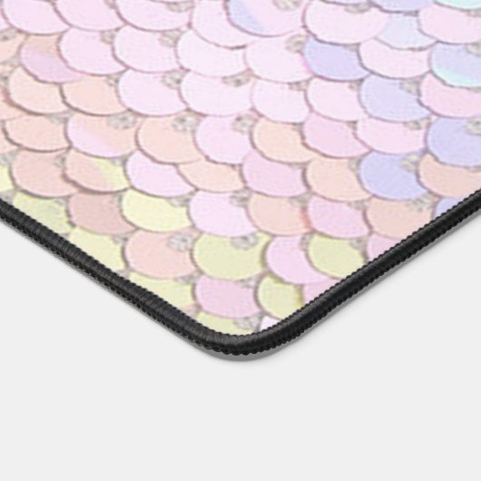 pastel kleuren zeemeermin schaal faux sequin bureaumat (Hoek)