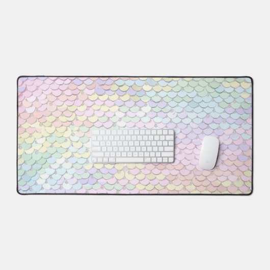 pastel kleuren zeemeermin schaal faux sequin bureaumat (Keyboard & Muis)