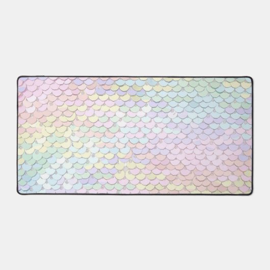 pastel kleuren zeemeermin schaal faux sequin bureaumat (Voorkant)